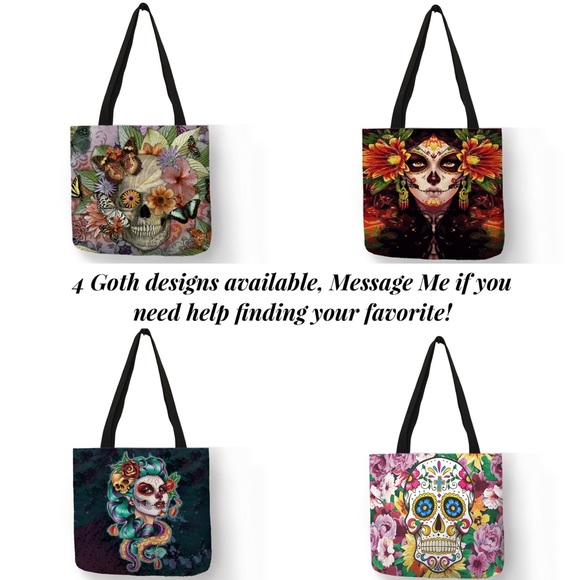 Eco-Friendly Colorful Sugar Skull Folding Tote Bag - Picture 13 of 14